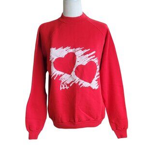 Vintage McDonald's Hanes Sweatshirt – 90s Red Puffed Graphic Hearts Logo Y2K NEW
